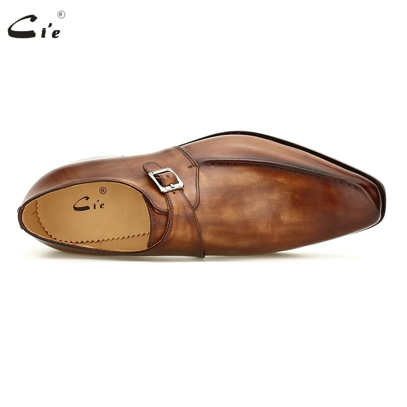 cie Blake Men Office Dress Shoes Formal Leather Elegant Social Business Leather Sole Monk Straps Dark Brown Shoes MS188