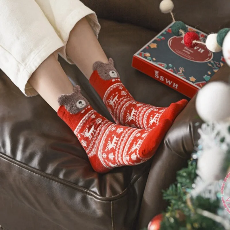 4 пары детских носков с героями мультфильмов фоне рисунка «Счастливого Рождества» носки для малышей; комплект Для женщин зимние милые хлопковые носки Hipster унисекс высокие носки, подарок на Рождество коробка Sox
