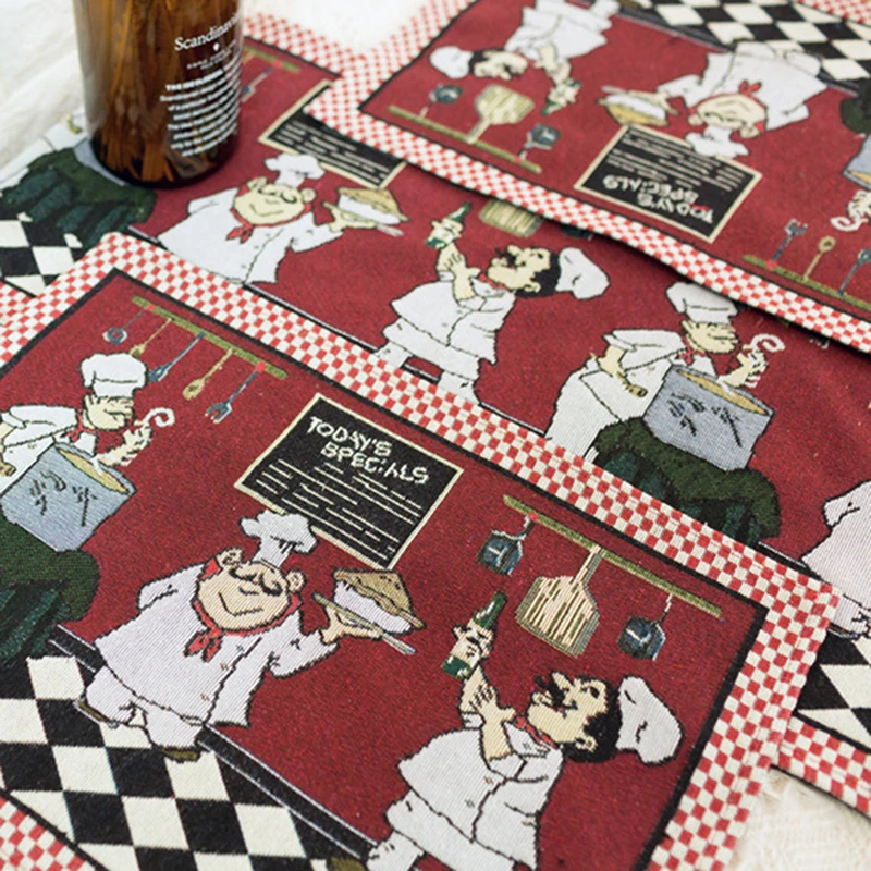 Повара настольная дорожка с кисточками моющиеся обеденный стол Декоративные салфетки для вечерние украшения - Цвет: A2
