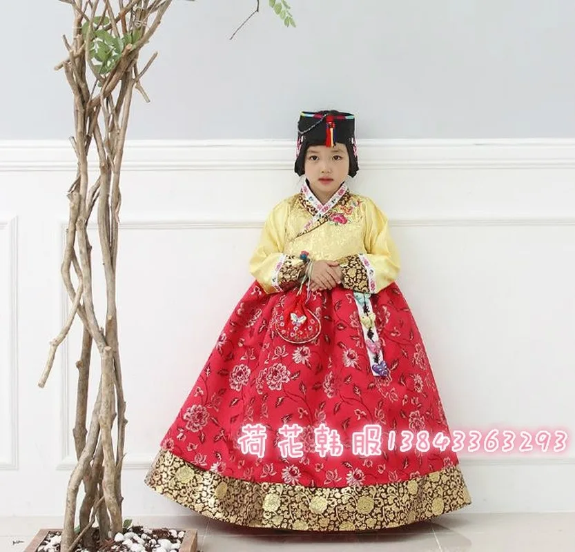 Новинка; детское платье для девочек; корейский традиционный ханбок; костюмы для косплея; Платья с цветочным узором для девочек; свадебное