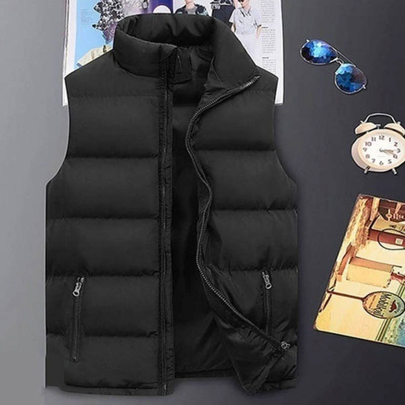 2021 New Autumn Winter Men Vest Jacket For Down Male Cotton-Padded Warm Sleeveless Waistcoat Overcoats Liner Gilet black puffer coat