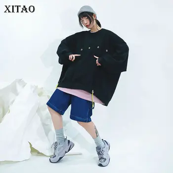 

XITAO Tide Hip Hop Letter Print Sweatshirt Women Fashion Plus Size Loose Pullover Hoodie Full Sleeve Autumn Match All WQR1409