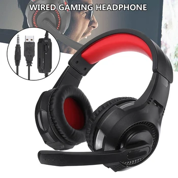 

3.5mm Wired Headphones Stereo Sound LED Glaring Gaming Headset with Microphone Volume Control for PS4 Xbox One