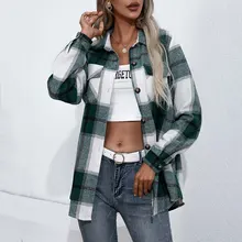  Autumn Plaid Jacket Women Overshirt Winter Checkered Jacket Coat Women Female Casual Loose Shirt Jackets For Women 2021 