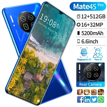 

Mate45 Pro 6.6 inch 12GB+512GB Front 16MP Rear 32MP Android10.1 5200mAh 5G Dual SIM Mobile Smartphone+64GB Memory Card