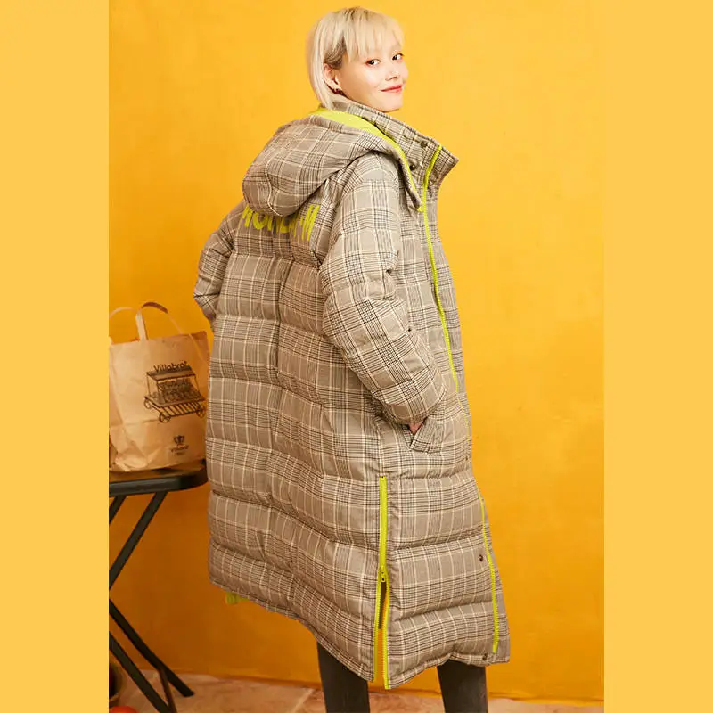 ELFSACK Green Plaid Chic Button Warmness 90% Duck