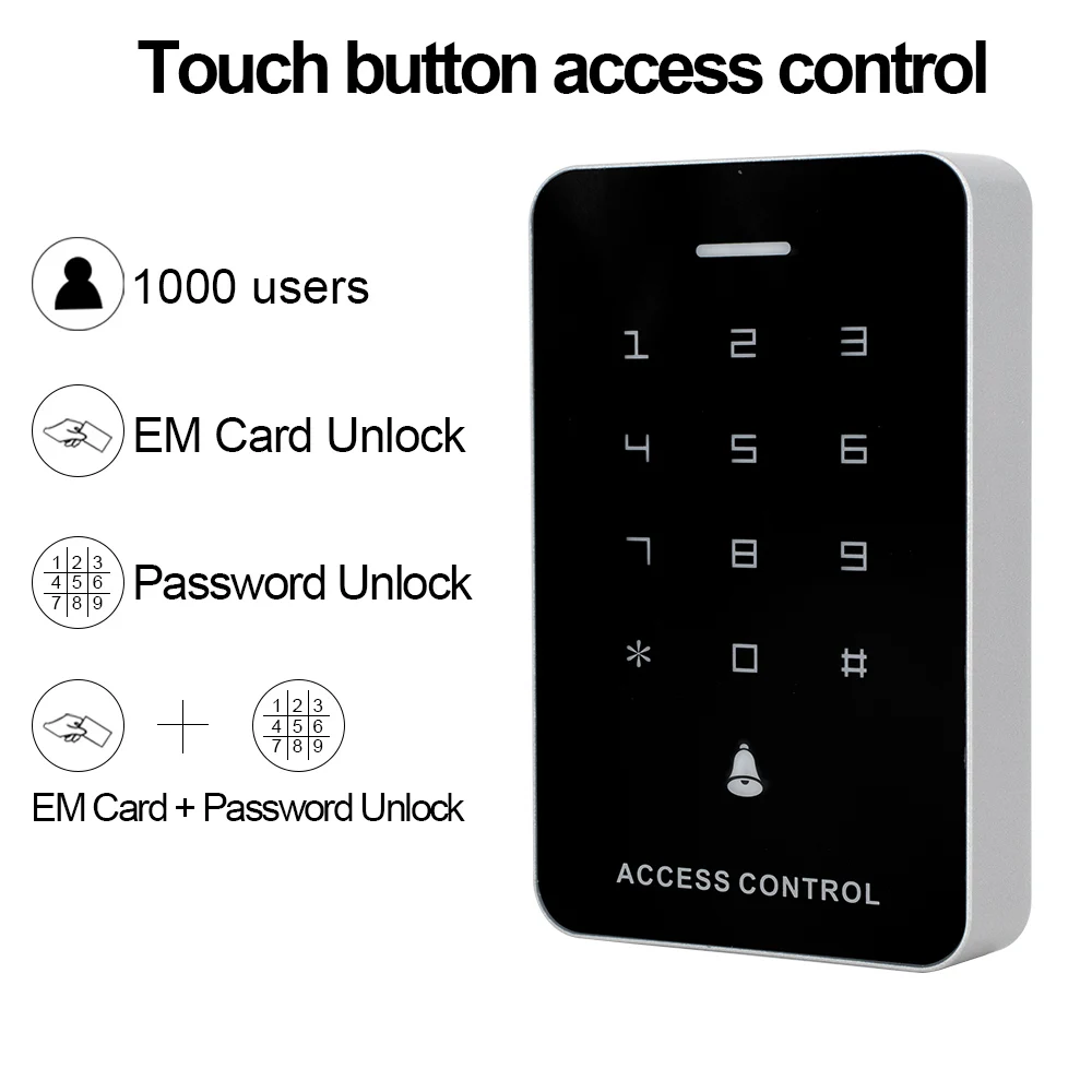A3 touch button access control EM card password access control system access control system with 5 Keyfobs