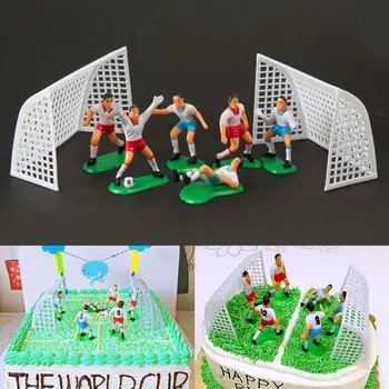

8pcs/set Football Game Kids Toy Baking Celebration Cute With Goal Gate Pastry Art Birthday Cupcake Cake Topper Decoration Doll