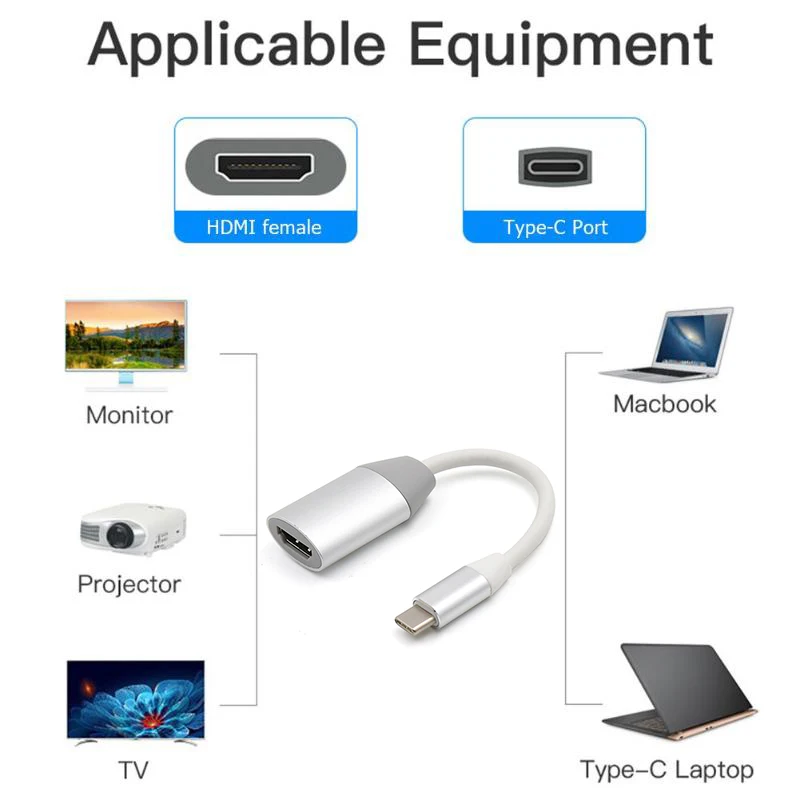 4K type C к HDMI кабель конвертер адаптер для HD ТВ дисплей экран зеркало MacBook Dell hp к ТВ проектор