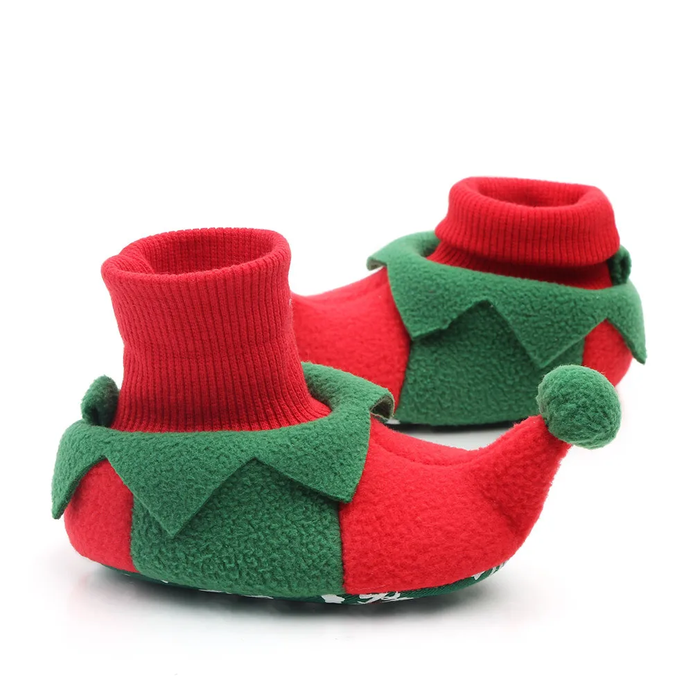 Противоскользящая обувь для маленьких мальчиков и девочек Тапочки для мальчиков и девочек с героями мультфильмов г. Новогодняя бархатная обувь для малышей Рождественский подарок на возраст от 0 до 12 месяцев