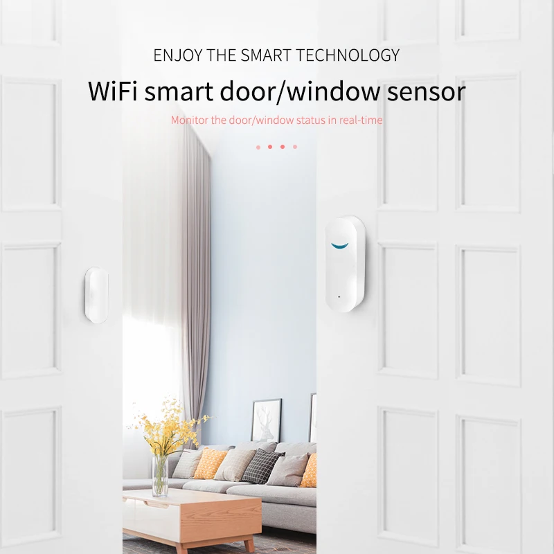 AUBESS Tuya Smart WiFi Door Sensor Door Open / Closed Detectors Wifi Home Alarm Compatible With Alexa Google Home Smart Life App keyboard alarm