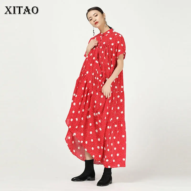 XITAO Pot Plus Size Dress Fashion New Women Elegant 2020 Spring Goddess Fan Casual Style Loose Pullover XJ4526 | Женская одежда