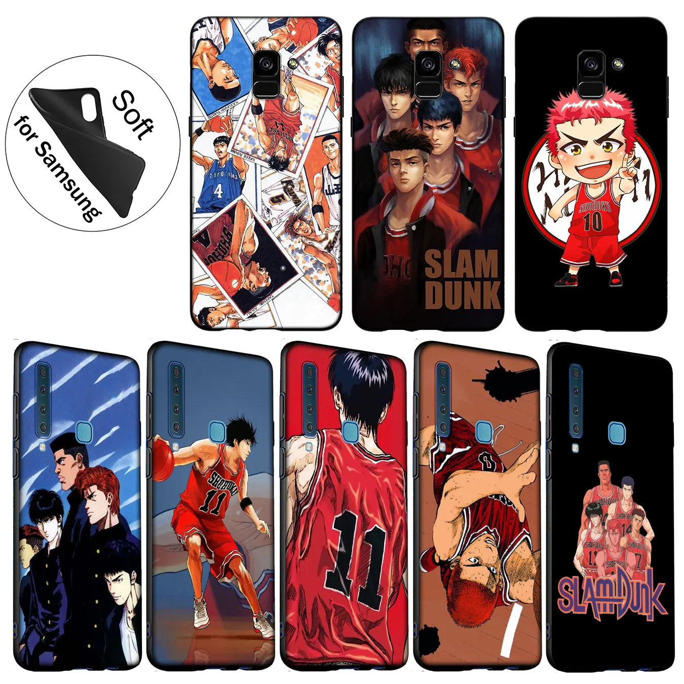 Мягкий силиконовый чехол IYICAO SLAM DUNK для samsung Galaxy J8 J7 Duo J6 J4 Plus A2 Core Prime 2018 TPU черный |