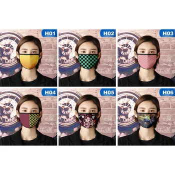 27 styles demon slayer: kimetsu no yaiba cartoon cosplay maskers soft cotton dust masks mouth face masks reusable washable mask