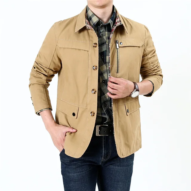 Мужская куртка в стиле милитари на весну и осень, армейские куртки MA-1, мужские Брендовые куртки, мужская куртка-бомбер, хлопковые куртки размера плюс M-5XL - Цвет: Khaki