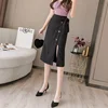 Summer One-piece Sashes Long Wrap Skirts 2022 Autumn High Waist Lace Up Midi Skirt with Slit Korean Office Lady Work Wear Skirt ► Photo 3/6