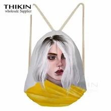 THIKIN мультфильм Billie Eilish Для женщин шнурок сумки полиэфирное женское платье Портативный пляжный рюкзак луч карман для путешествий, женский рюкзак