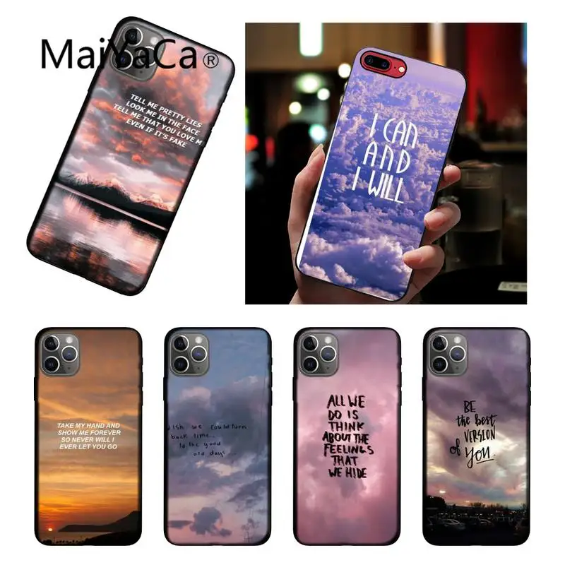 Мягкий черный чехол для телефона MaiYaCa с цитатами в облаке iPhone 12 8 7 6 6S Plus X XS MAX 5 5S SE XR