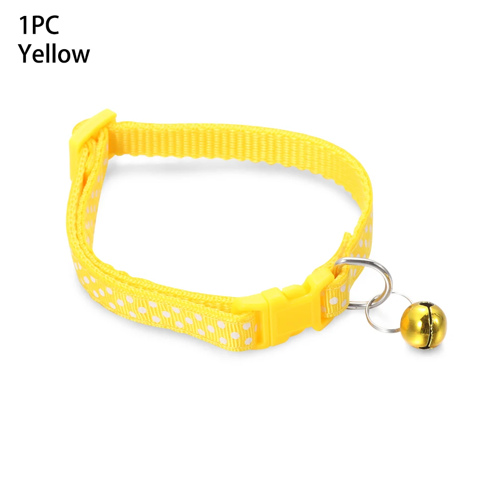 1 шт. точечный узор регулируемые ошейники для животных с колокольчиком нейлоновое ожерелье с котенком кошка собака аксессуары для животных принадлежности - Цвет: yellow
