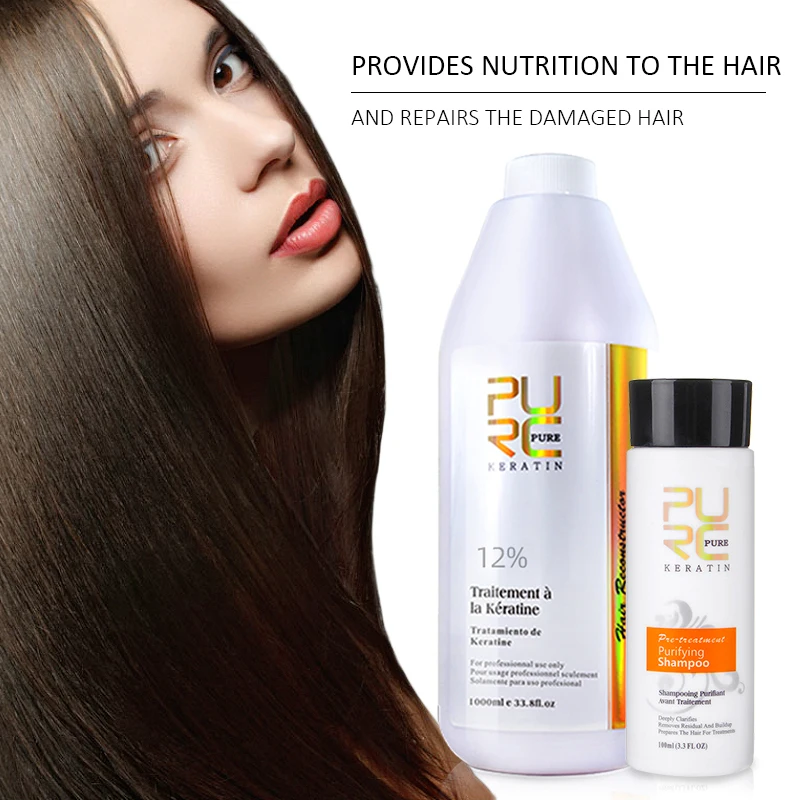 PURC Tratamiento de queratina brasileña 12% Formlain + juego de champú  purificador, Productos alisadores para el cuidado del cabello,  1000ml|Tratamientos de cuero cabelludo y cabello| - AliExpress