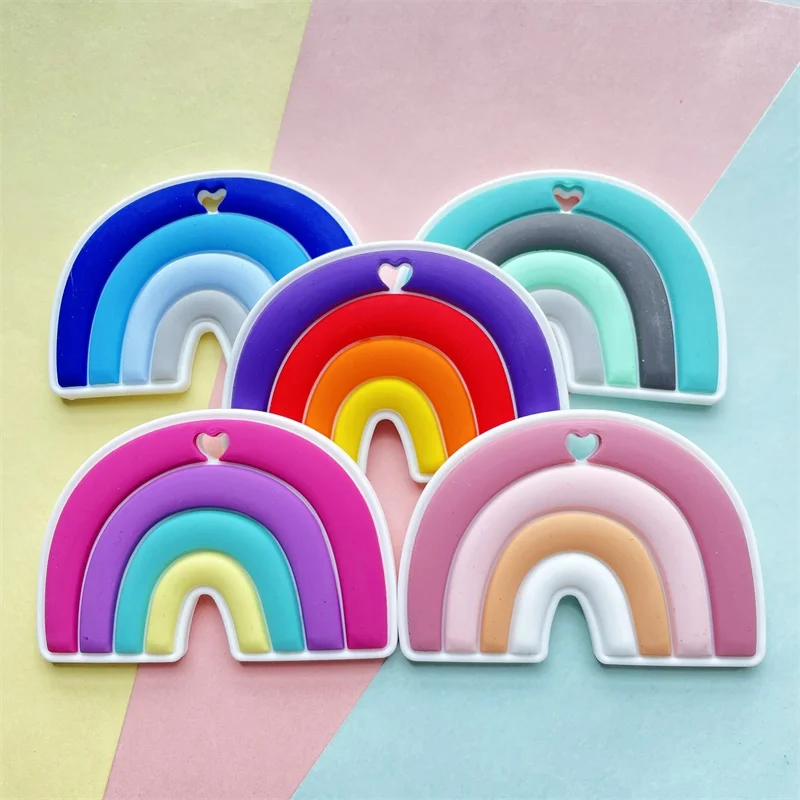1PCS Silicone Rainbow Teether Bead BPA-Free Baby Accessories Beads Kids Teeth Nursing DIY Food Grade Infant Nursing Teether Toy 3