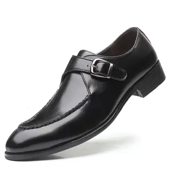 

Large Size 48 PU Leather Formal Shoes Men British Style Buckle Black Brown Color Man Casual Shoes Pointed Toe Footwear