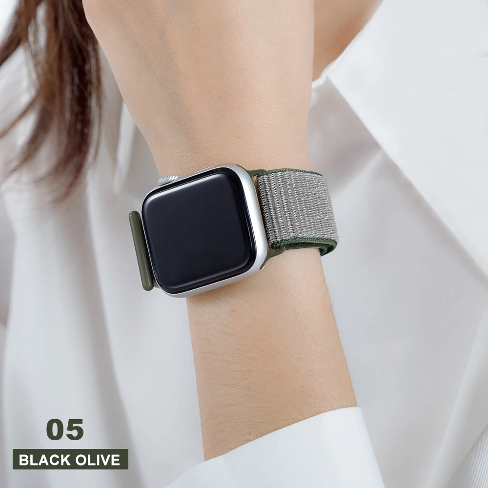 Dark Olive Тканый нейлоновый ремешок для apple Series 5, ремешок для часов 42 мм, 44 мм, 38 мм, 40 мм, спортивный нейлоновый браслет для iwatch 4/3/2/1 - Цвет ремешка: Dark Olive