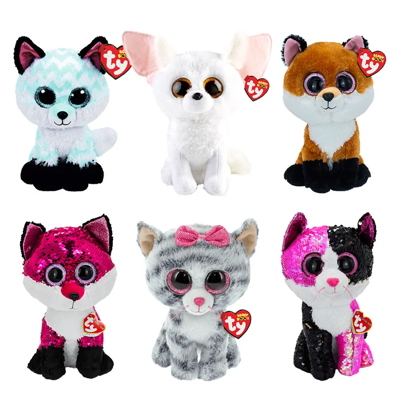 15 см Ty Beanie Boos большой глаз лиса кошка серия Коллекция исцеляющая плюшевая мягкая