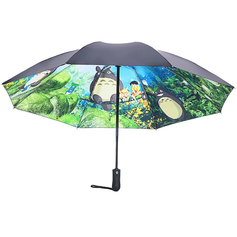 Ghibli sombrilla de Totoro para mujer, de lluvia, Paraguas Plegable, Guarda, Chuva, Totoro|Paraguas| - AliExpress