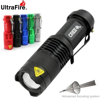 

UltraFire LED Flashlight Mini Zoomable Flashlight Tactical Portable SK68 CREE Q5 AA Torch 14500 Battery LED Lantern waterproof