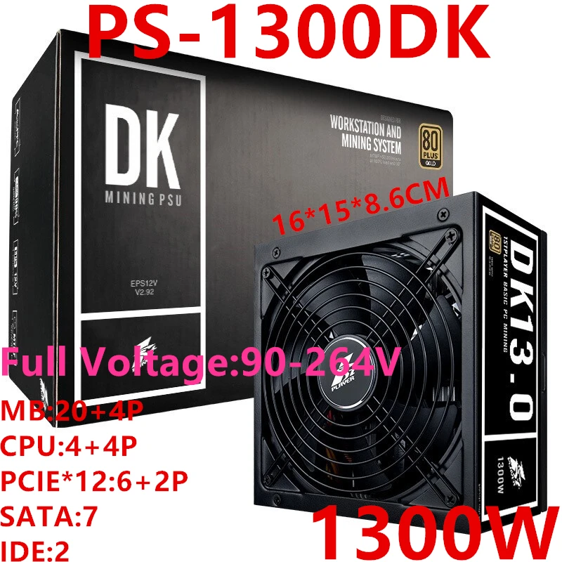 Блок питания для 1Stplayer DK13.0 80plus Gold Non Module 8 Card 6 Card 1250 12*560 6*570 8*1066 12*8P 1300W источник питания PS-1300DK