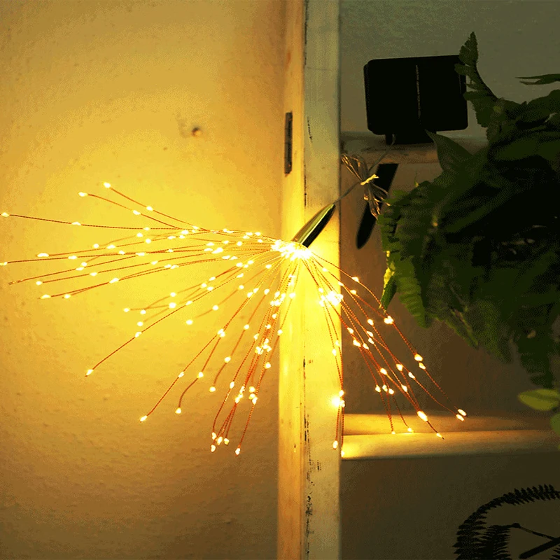 DIY наружное украшение для сада Светодиодный Фейерверк взрыв Рождественский Сказочный светильник с солнечной энергией подвесной светодиодный гирлянда Starburst