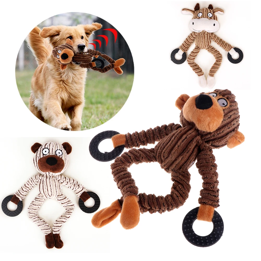 Squeaky Sound Dog Toys Chew Toys Puppy Small Medium Dog Pets Teething Monkey Bull Plush