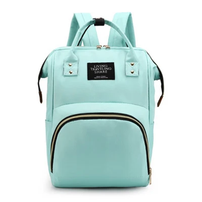 light green Сумки для мам, сумка для подгузников для мам, модная Лоскутная Большая вместительная детская сумка, рюкзак для путешествий, сумка для кормящих мам, дизайнерский рюкзак для мам - Цвет: light green