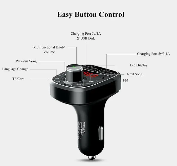 Портативный автомобильный fm-передатчик Dual USB USB2.0 зарядки TF карты Bluetooth MP3 5 Вт для слушания музыки 32