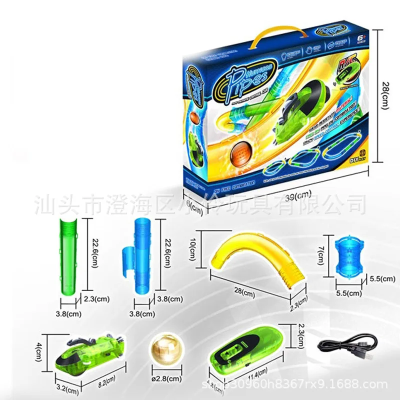 

New Style Children'S Educational Night Light Rail Car Pipeline Remote Control Car DIY Pipeline Inserted Building Blocks Model To