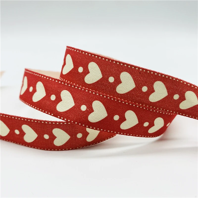 Cotton Ribbon 5yards/Lot 15mm Handmade Design Printed Christmas Ribbon for Apparel Sewing Fabric DIY Christmas Decoration