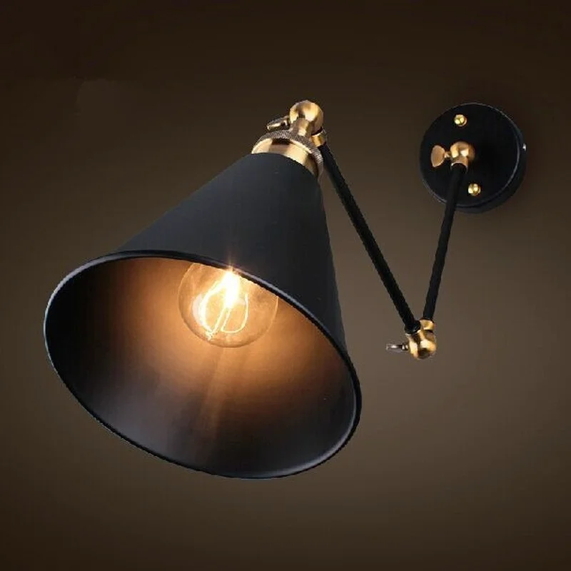 

Retro Two Swing Arm Wall Lamp For Bedroom Bedside Adjustable Wall Mount arm lamp abajur para quarto de cabeceira
