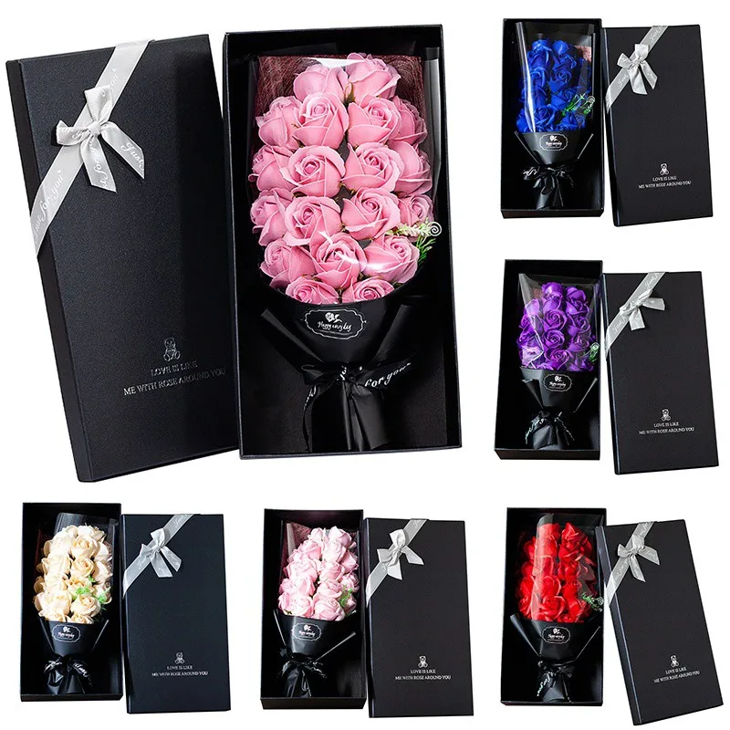 

Fake Soap Flowers Set Bear Gift Box Mother's/Teacher's Day Birthday Gift Valentine's Day Soap Flower Carnation Bouquet Rose