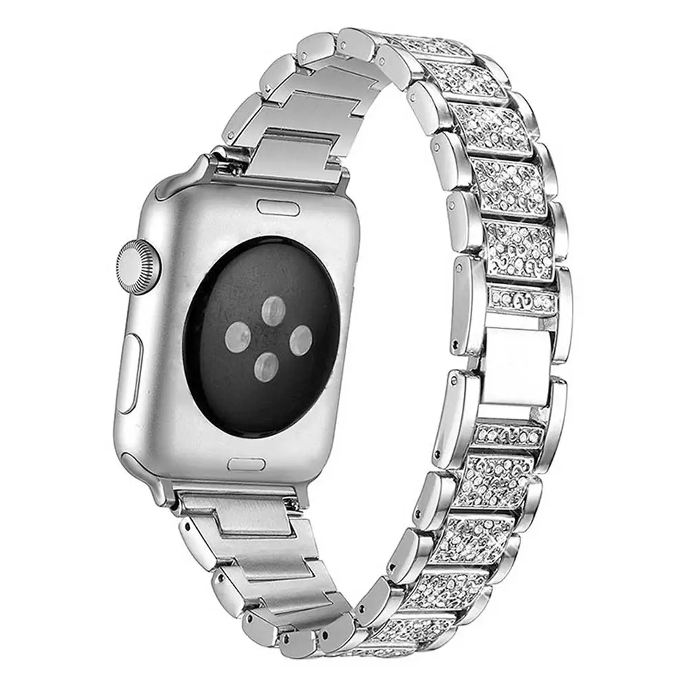 Роскошный ремешок с бриллиантами для Apple Watch Band 40 мм 44 мм 38 мм 42 мм сменный Браслет для iwatch ремешок из нержавеющей стали для женщин