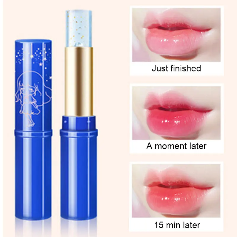 Lip Balm Moisturizing Hydrating Nourish Temperature Color Change Long-Lasting Lipstick Gold Foil Peach Lip Care Makeup Tool 1Pcs