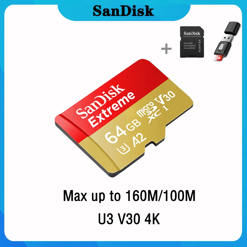 Карта памяти SanDisk Extreme 32 64 128 ГБ U3 V30 Micro SD 128 ГБ 32 ГБ 64 Гб 256 Гб 400 Гб Micro SD карта SD/TF Flash MicroSD для телефона