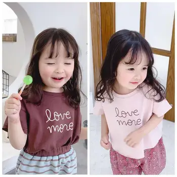 

Baby Girl Clothes Round Neck Short Sleeve Girl T-Shirt Cotton Children's Top Letter Print Girl Clothes