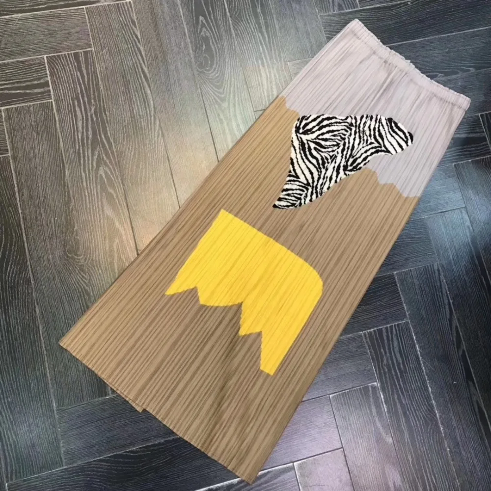Горячая Miyake fold модная юбка с принтом
