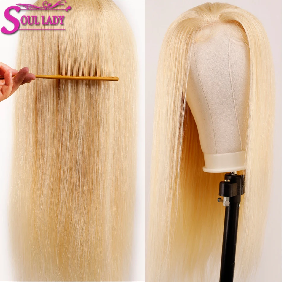 Soul Lady Platinum Blonde Glueless 13*4 фронтальный парик 613 фронтальный парик Remy бразильские Прямые 613 человеческие волосы парики 180% Плотность