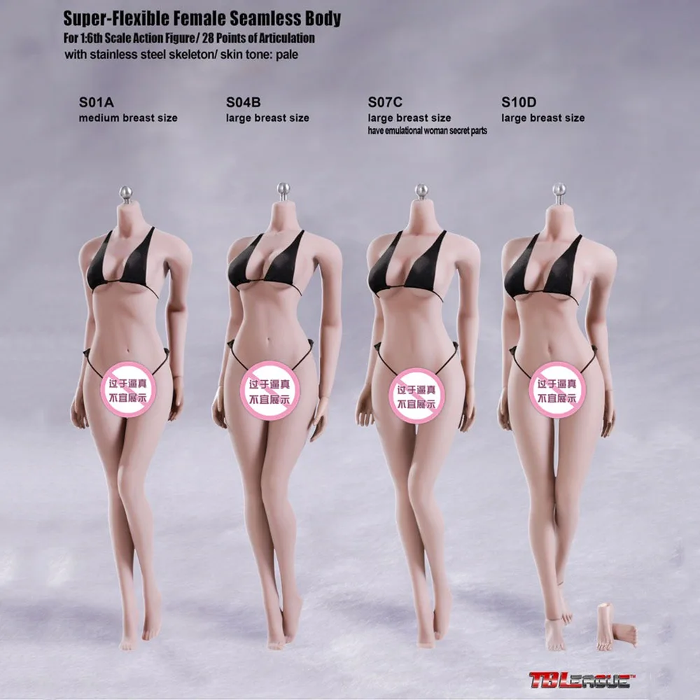 

1/6 TBLeague S01A S04B S07C S10D Medium/Large Breast Super-Flexible Seamless Body With Stainless Steel Skeleton Pale Skin