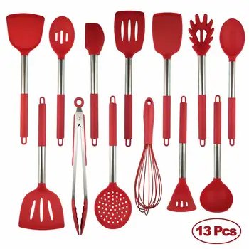 

13/12/11 Piece Kitchenware Set Silicone Kitchen Tool Gadgets Wooden Blade with Bracket Box Kitchenware Set