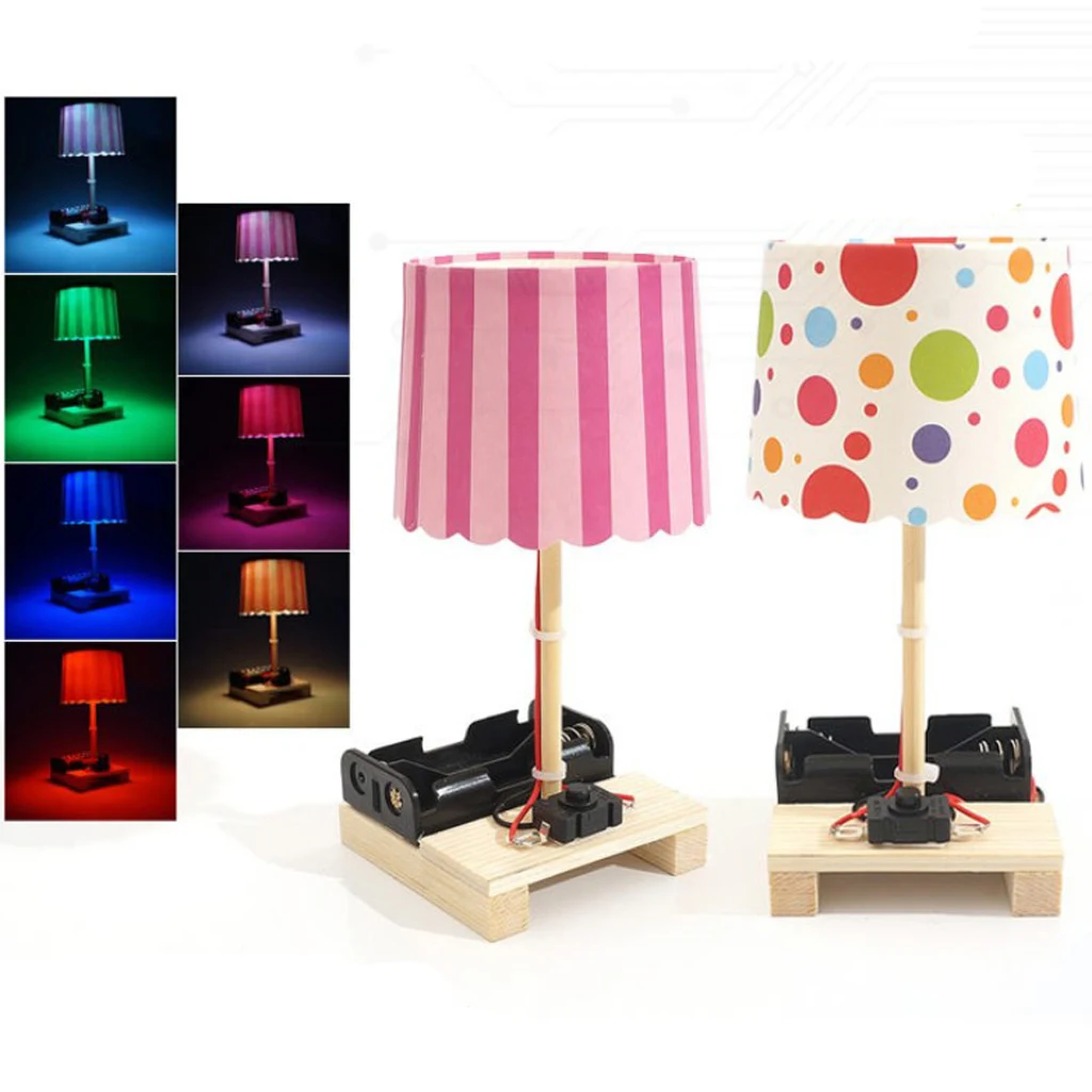 Kids IQ Training Toy, DIY Science Experiment Toy, Mini Desk Lamp, Power On Light Set , 8-14 years Unisex