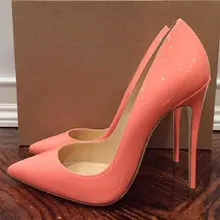 

Sexy Light Pink Patent Leather 12CM 10CM 8CM Stiletto Heels Shoes Pointed Toe Shallow Pumps Celebrity Wedding Party Dress Shoes