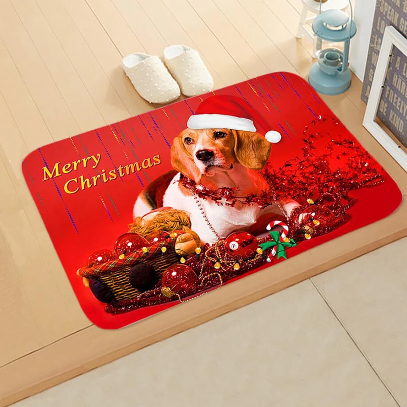 Рождество с принтом «Собака» и ковер кошка Кухня коврик Ванная комната Ковер Дверной Коврик Анти-скольжения рождественские, с животными коврик - Цвет: Style 9